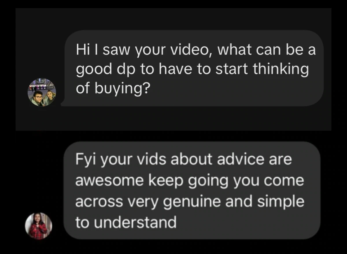 A viewer asks Diana a home-buying question after seeing her video